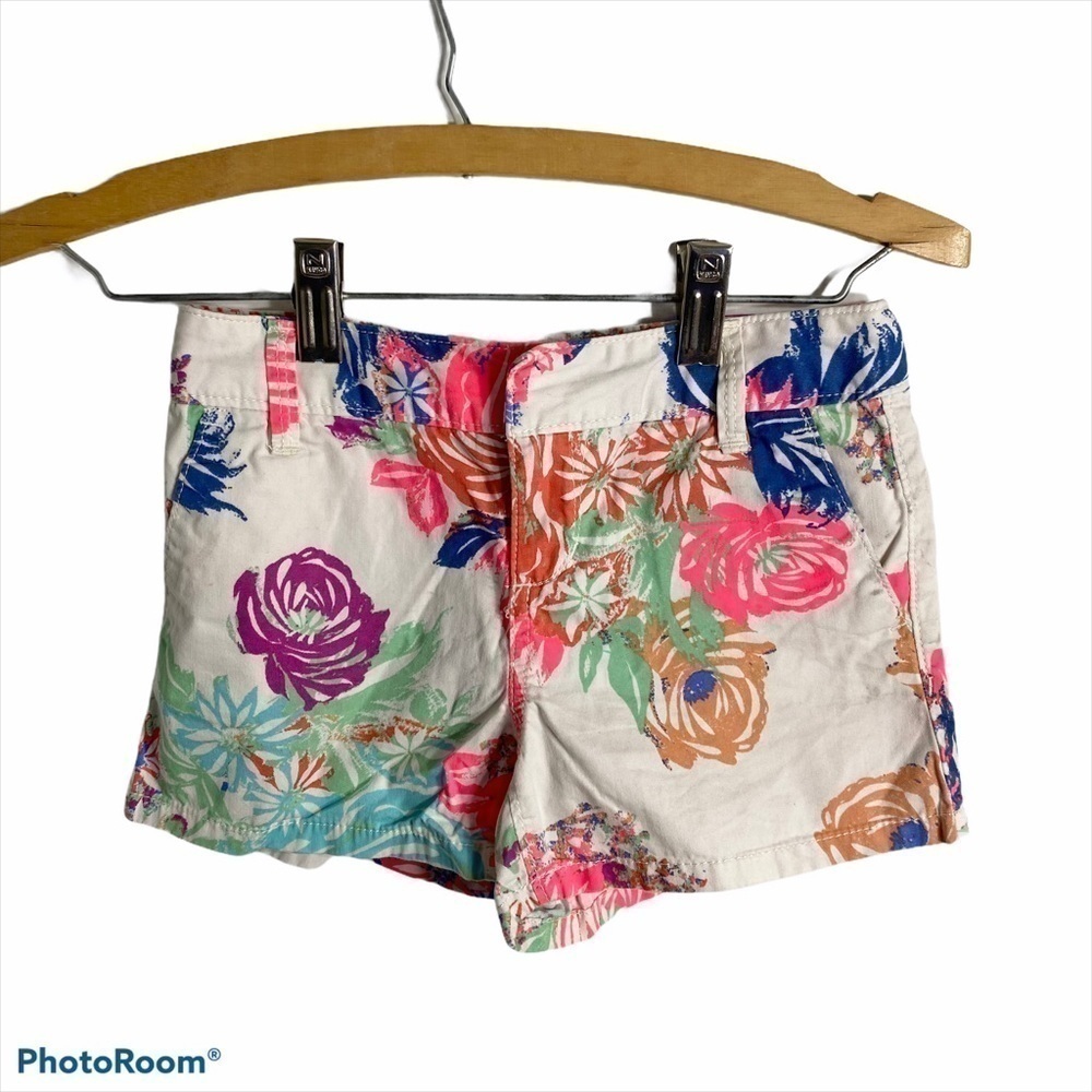 Old Navy Floral Shorts Sz 7 Kids Girls White Pink